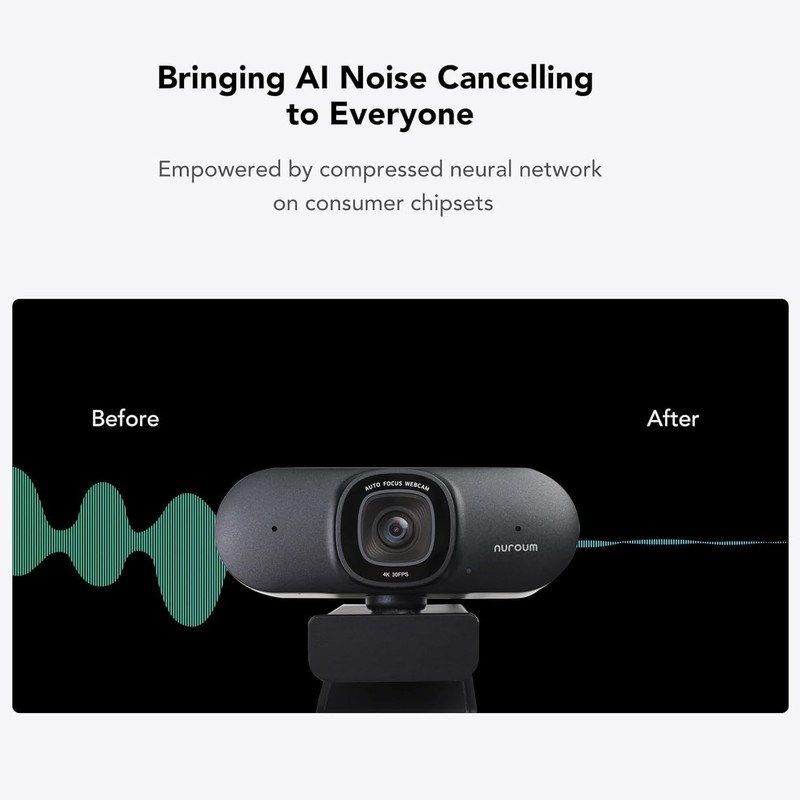 Nuroum V32AF 4K Webcam, Auto Focusing/Field of View Adjustable/Auto Framing/1080P