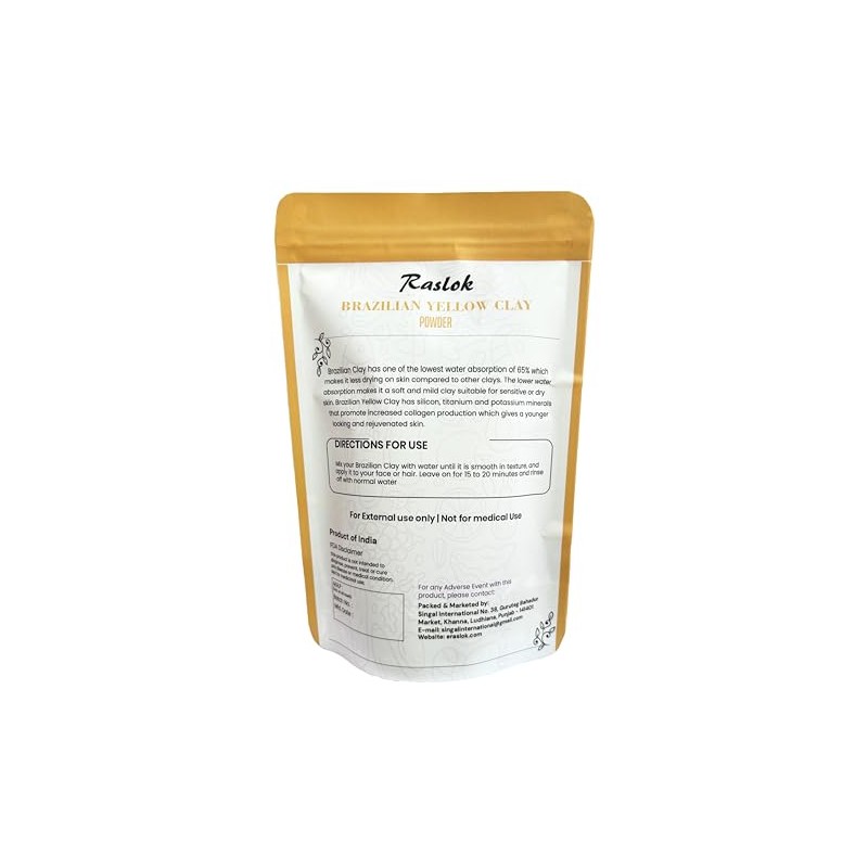 Raslok Brazilian Yellow Clay | For Face Masks, DIY Soap