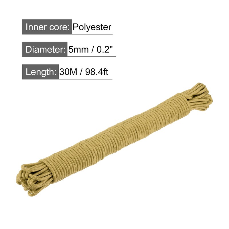 QUARKZMAN Polypropylen-Seilgeflecht 30M/98.4ft 3/16" 5mm Braun für den Innen- und
