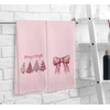 NOQL Girly Pink Christmas Tree Bow Decorative Kitchen Towels and