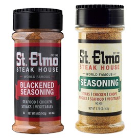 St. Elmo Steak House Seasoning (5.75 OZ) and Blackened Seasoning (5 OZ) Bundle, Flavorful Rub for Steaks, Burgers, Chicken, Seafood, Vegatables and More, World Famous