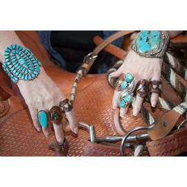 Gray Wolf Collections Thunderbird Leather Ring, Hand Tooled, Biker, Southwestern Western Design