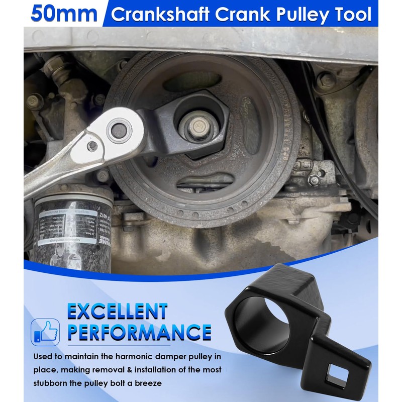 Yoursme 50mm Crankshaft Crank Pulley Wrench Holder Tool Removal Holding