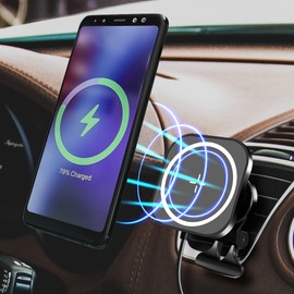LogiLink PA0329 - Magnetische, Kfz-Smartphonehalterung mit kabellosem High-Speed-Laden, mit Überspannungsschutz