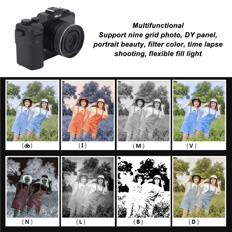 4K Digital Camera Front Rear Dual Lens 48 Megapixels 18X