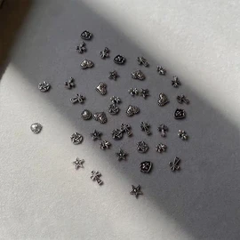 DEVENTORZ 50pcs Punk Nail Art Charms Nail Parts Deco Parts Metal Parts Metal Parts 3D Studs Deco Parts Pattern Random Retro Nail Design Supplies Various Styles Fashion DIY Handmade Accessories Designs