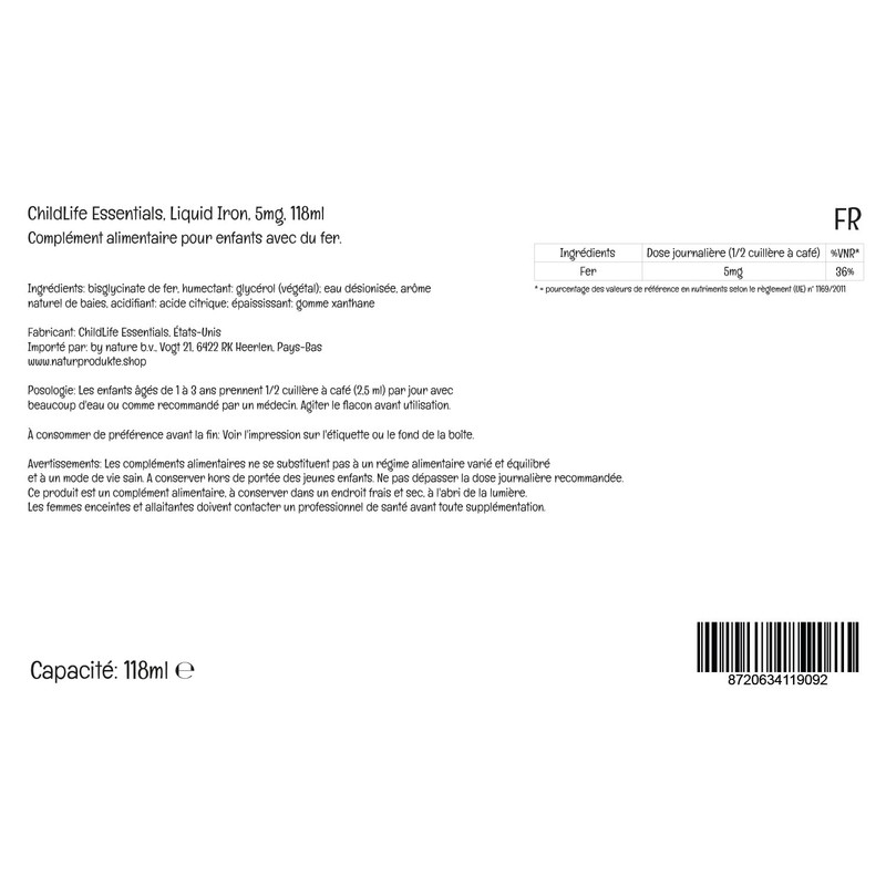 ChildLife Essentials, Liquid Iron, Vegan Iron Drops for Children, 118ml,