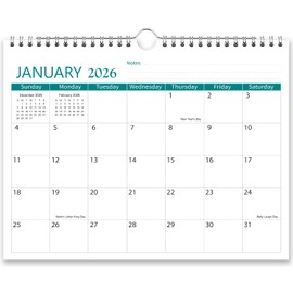 2026 Wall Calendar - 2026-2027 Calendar Runs From January 2026 to June 2027, 8.5'' x 11'', Simple Small Calendar 2026-2027, Twin-Wire Binding + Hanging Hook + Thick