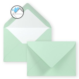 50 x envelopes in mint green - envelopes in DIN B6 - 12.5 x 17.6 cm ribbed paper - white silk lining for Christmas and festive occasions