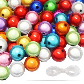 TOAOB Pack of 100 Acrylic Reflective Beads Wonder Beads 12 mm Illusion Beads for Bracelets Necklaces Jewellery Making Pretty Under Light