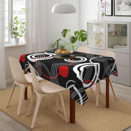 TNOKKU Black Red Table Cloths for Parties Kitchen Dining Room Wedding, Modern Retro Decorative Tablecloth Rectangle 54"x72" Reusable Washable Table Cover