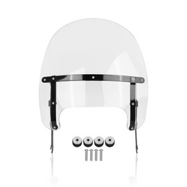 CHIFUN 15" Shorty Clear Windshield Windscreen Airflow Wind Deflector Replacement for Harley Fat Boy FLFB FLFBS 2018-2023 Motorcycle Accessories(Black Clamp)