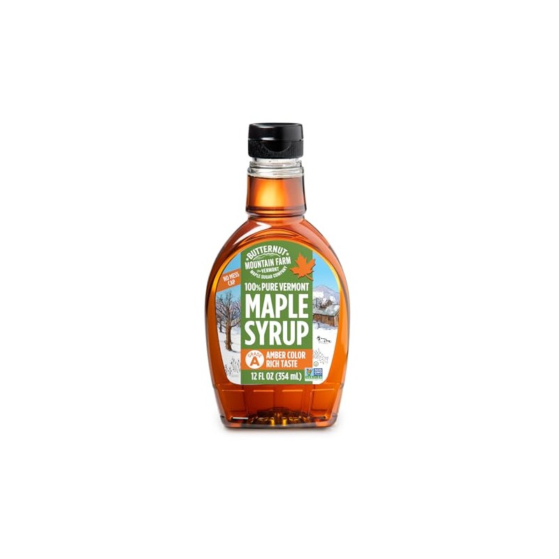 Butternut Mountain Farm Pure Vermont Maple Syrup, Organic, Grade A,