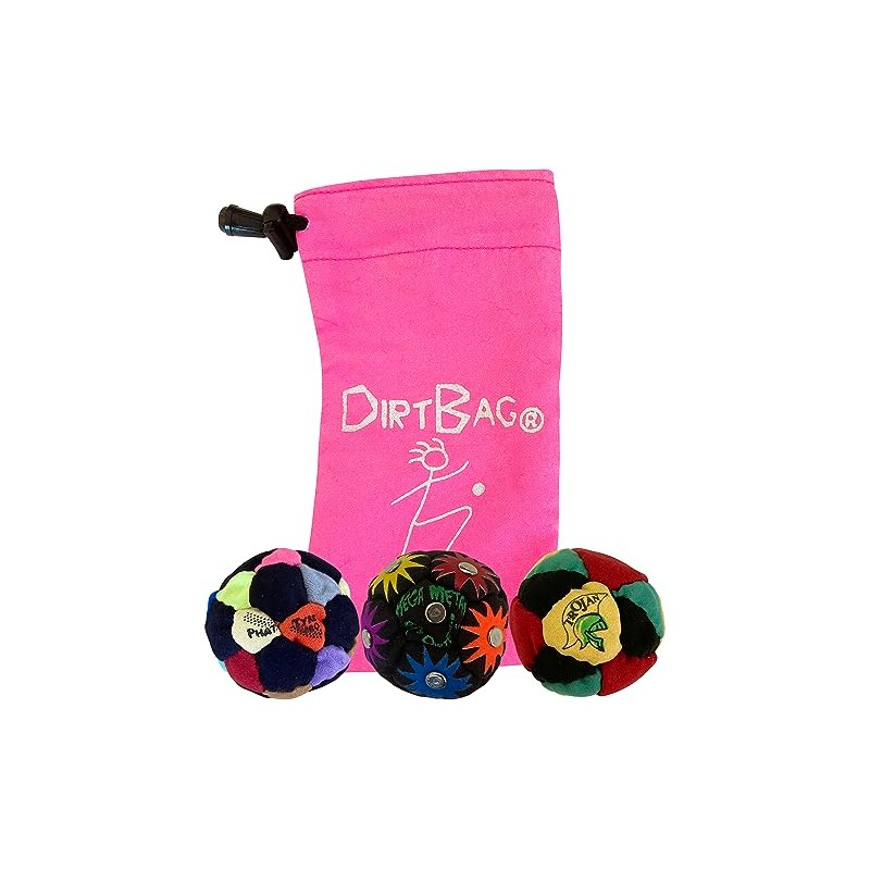 DIRTBAG Lover Footbag 3-Pack with Pouch, Includes Three Original and