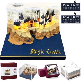 RUIDAY 3D Time Piece Calendar 2026 3D Tear Away Mini Desk Calendar with LED Light Art Memo Pad Notepad Desktop Decoration Gift for Christmas (With Weekly Calendar & Light)