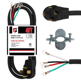 EP 4 Prong Dryer Cord, 4 ft 10/4 SRDT, 30Amp Appliance Extension Power Cord, NEMA 14-30, Black