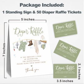 Fisherman Diaper Raffle Game Kit For Baby Shower- fishing Rod -1 Standing Sign & 50 Tickets, Decorations For Baby Shower, Gender Reveal, Gender Neutral, Baby Announcement, Party Favor & Supplies - A09