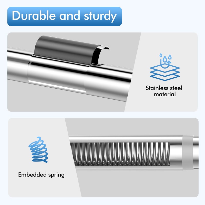 CorkLatta Chrome Shower Curtain Rod Spring Tension 30 to 80