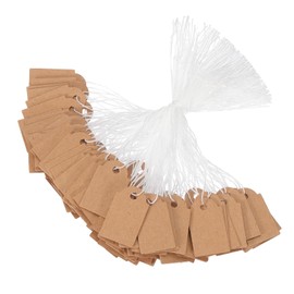 PATIKIL 100 Pcs Kraft Paper Writable Blank Gift Tags Jewelry Tags Hanger Tags Clothing Prices for Garage Yard Sales 0.98 x 0.59"