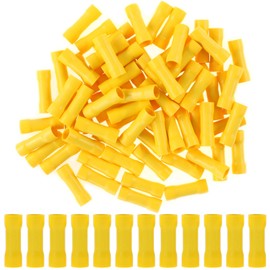 Hilitchi - 100 terminales de empalme aislados de calibre 12-10 conectores de crimpado de cable eléctrico (amarillo / 12-10AWG)