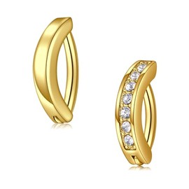 JFORYOU 14G Clicker Belly Ring - Gold Stainless Steel Hoop Navel Rings for Women