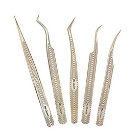 Ms.Queen Lash Tweezers for Eyelash Extension-Professional Lashing Tweezers for Mega Volume Mink Eyelashes Extensions Applying,5PCS Set