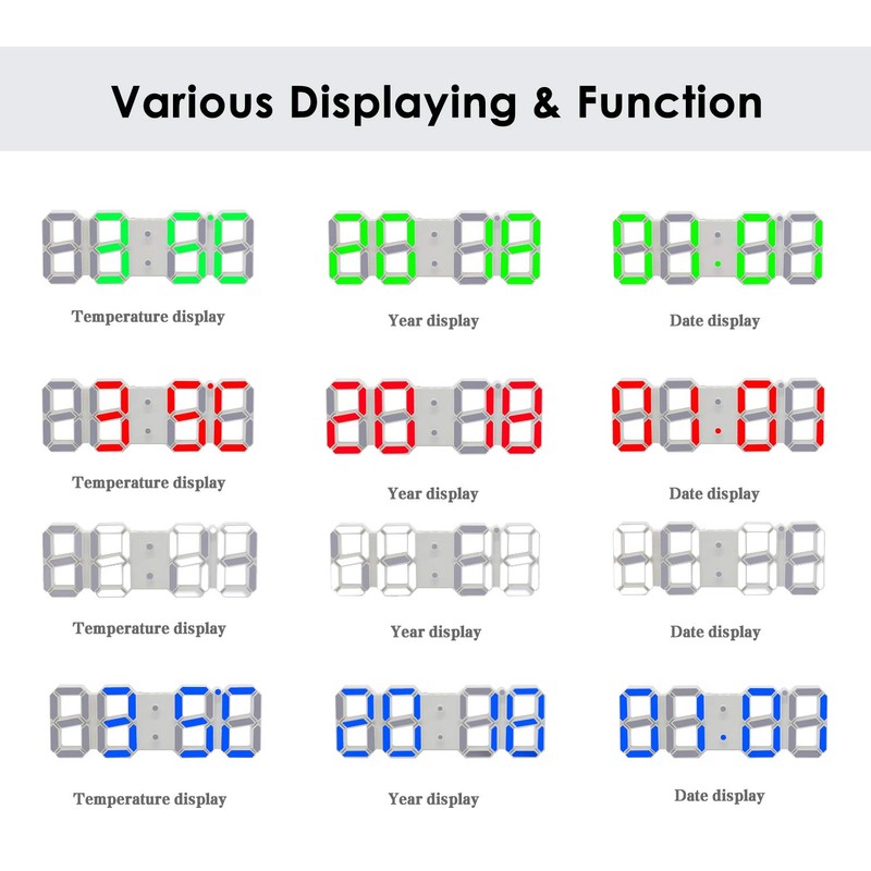 DollaTek 3D Alarm Clock LED Date Display Digital Temperature Snooze