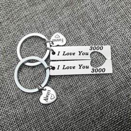 Fathers Day Keyring I Love You 3000 Keychain, Stainless Steel Key Ring Anniversary Birthday Gift for Dad Husband Boyfriend Mother Girlfriend Comic Movie Inspired Gift（2 Pack）