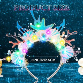 JEAIRTS Light Up Mermaid Shell Headband Glow Pearl Starfish Costume Hair Accessories for Girls