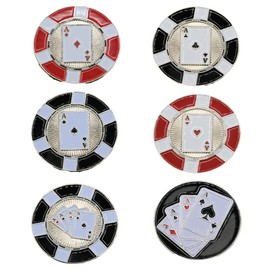 Aces Golf Ball Markers - Set of 6 Metal Material Soft Enamel Creative Ball Marker - Assorted Pattern Aces Poker Chip Golfer Gifts Fit to Divot Fixers