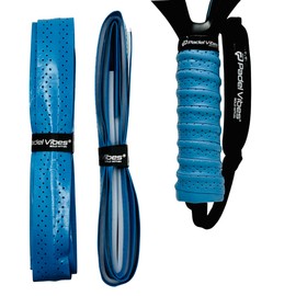 Padel Vibes® BOLD ComfortMax™ Overgrip | Perforated, Ergonomic Overgrips for Padel, Tennis, Badminton, Squash, Racketball | Sweat-Absorbing, Anti-Slip, Durable (3, Sky Blue)