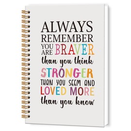 TWRVI Inspirational Spiral Notebook, Positive Quotes College Ruled Notebook Journal for School Office Supplies, Always Remember You are Braver Journaling Notebooks 5.5"x8.3" 164 Pages