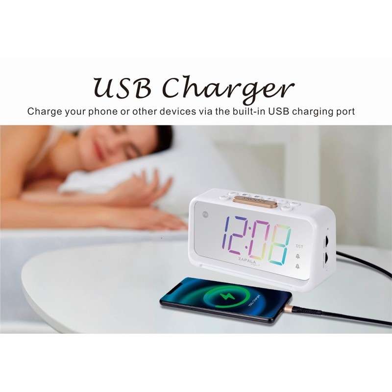 ZAPALA Expert Mulitcolor Alarm Clock for Bedroom, 2 Alarms Loud