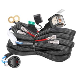 Wiring Harness 2 Lead, OFFROADTOWN Nylon Wiring Harness Kit for LED Pods Driving Light Fog Light 12V 40A Fuse Relay On/Off Rocker Switch 18AWG Heavy Duty Wiring Harness for Trucks Offroad ATV UTV Boat