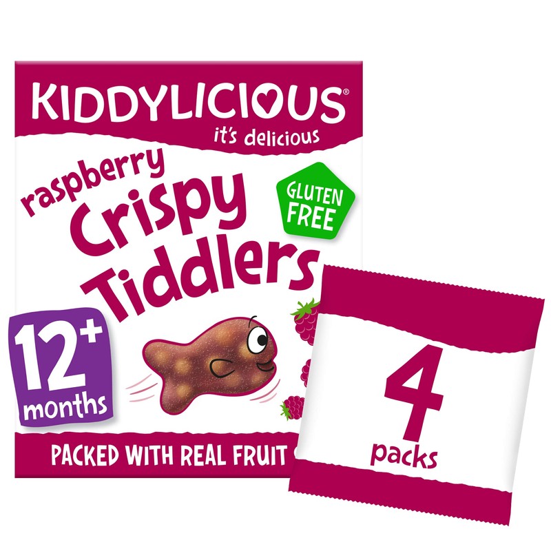 Kiddylicious Raspberry Crispy Tiddlers - Delicious Real Fruit Treat for