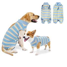 NACOCO Dog Surgery Recovery Suit- Wound Protective Clothes for Female Male Dogs Pet Onesie After Surgery Spay Neuter E-Collar Alternative for Cats Small Medium Dogs (Sky Blue, Medium)