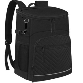 Cooler Backpack Insulated Leakproof Waterproof Backpack Cooler Bag 30 Cans, Large Capacity Lightweight Travel Camping Beach Backpack Cooler Ice Chest for Men and Women,Black, Large
