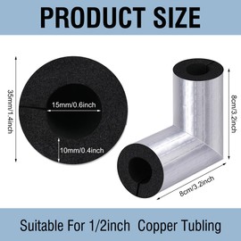 Tlswshsy 10Pack Elbow Insulation Tubing - Elbow Water Pipe Insulation with Aluminum Foil - Heat Preservation Foam Tube for 1/2" Thick Outdoor Water Pipe Freeze Protection(10, 1/2 Inch)
