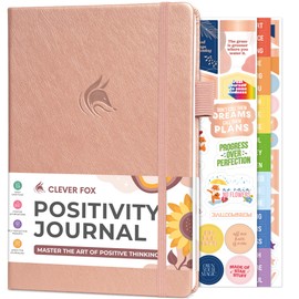 Clever Fox Positivity Journal – Daily Gratitude & Affirmation Journal with Prompts – Motivational Mental Health Journal for Women & Men with Habit Tracker – Lasts 6 Months, A5 Size (Rose Gold)