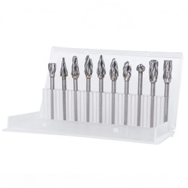 Yakamoz 10pcs Aluma Cut Tungsten Carbide Rotary Burr Set, Single Cut Metal Carving Drilling Polishing Cutter Bits for Woodworking,Drilling, Metal Carving, Engraving