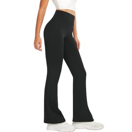 DLOODA Women's Flare Yoga Pants High Waisted Flared Leggings Bootcut Workout Bell Bottoms Leggings Tummy Control (Black S)