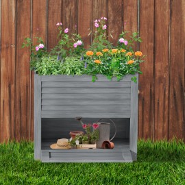 Docred Wooden Raised Garden Bed Cabinet Planter Box w/ Storage 34x18x30" Vegetable Herb - Gray