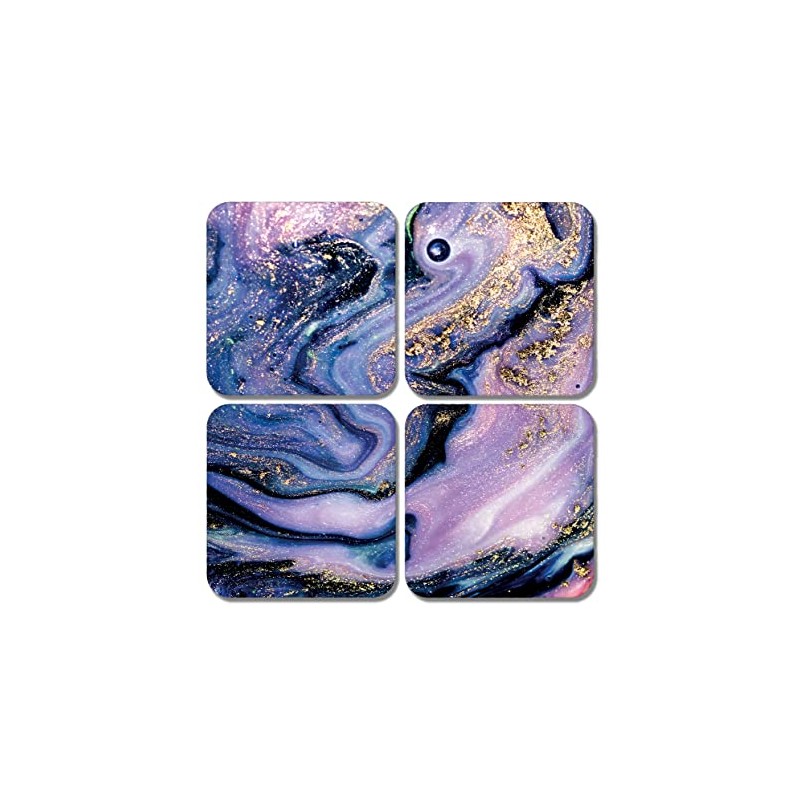 4 x Square Marble Effect Coasters - Art Pink Agate