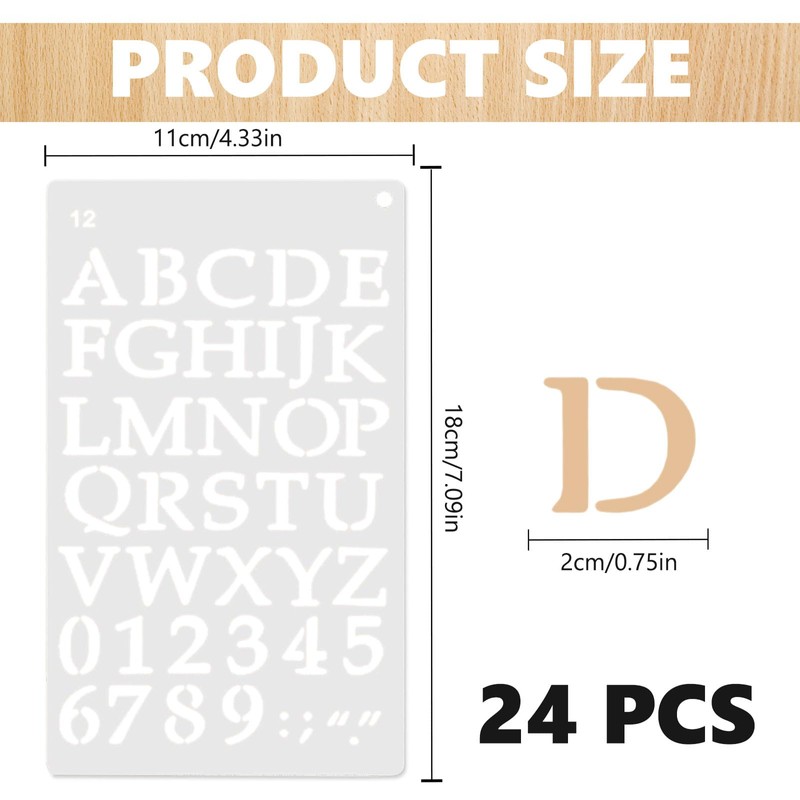 24Pcs Letter Stencils Set, Letter Stencils for Painting, Letters Stencils