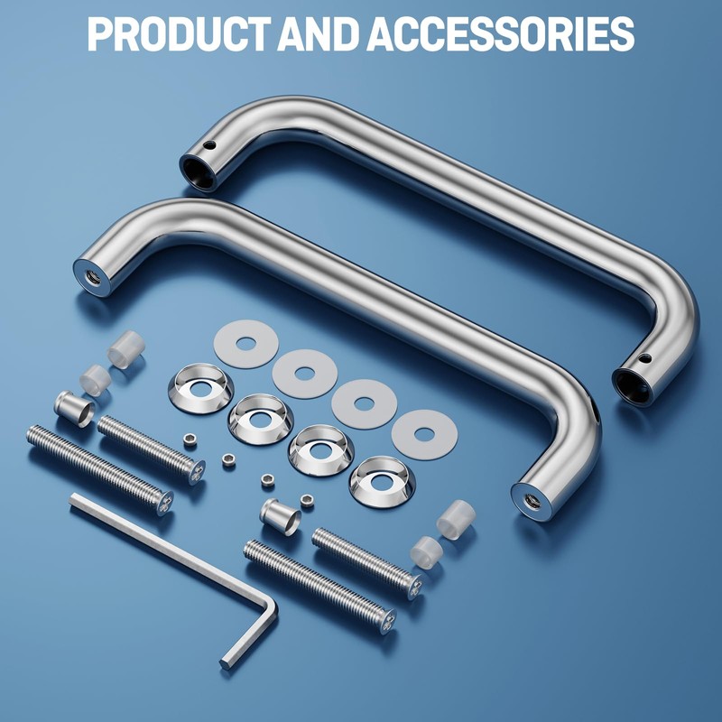 Ranbo 8" CTC Glass Shower Door Handle, 304 Stainless Steel,