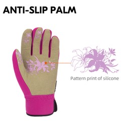 Vgo... Gardening Gloves Women in Leather, Work Gloves Gauntlet Thorn Proof for Yard Garden Agriculture, 1 pair