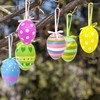 Pack of 24 Easter Eggs for Hanging, Colourful Plastic Eggs,