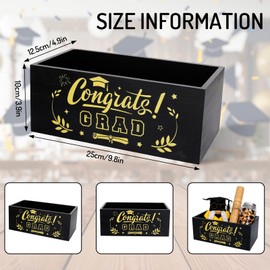 JarThenaAMCS Class of 2025 Graduation Candy Bowl Congrats Grad Wooden Candy Dish Holder Large Black Gold Serving Bowl for Table Home School Office Holiday Party Decorations