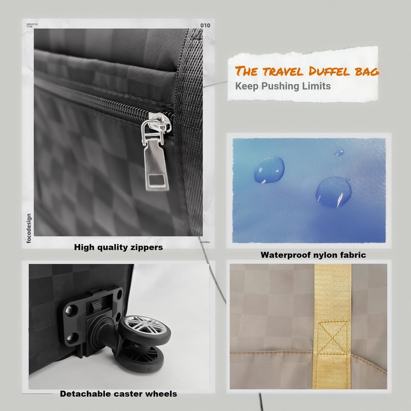 Drvoon Drvoon Expandable foldable duffel bag suitcase, detachable rolling wheels,carry-on