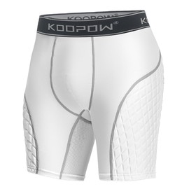 KOOPOW Adult Padded Sliding Shorts Men Slider Shorts Sliding Pads for Baseball, Football, Lacrosse, Hockey, White Gray, XX-Large